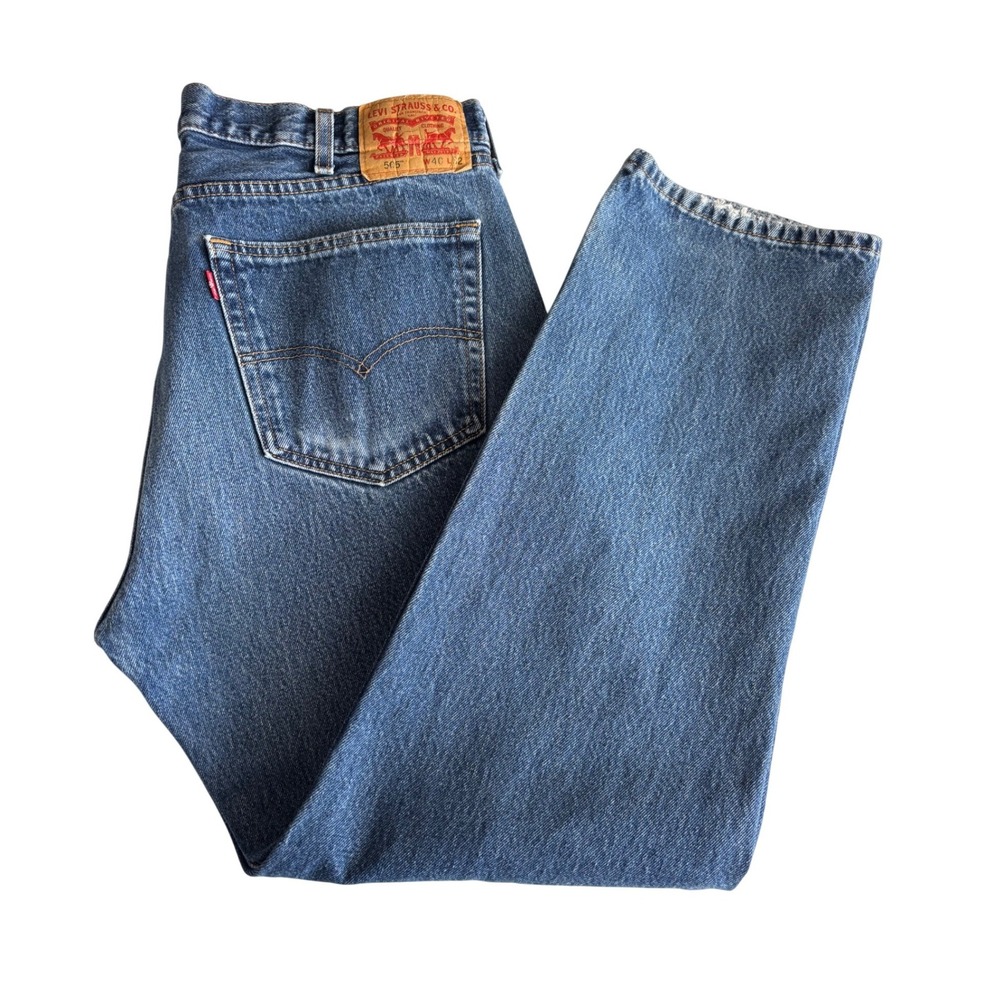 Levis 505 Regular Fit Jeans Mens 38x31‎ Blue Denim Straight Leg 00505-0216
